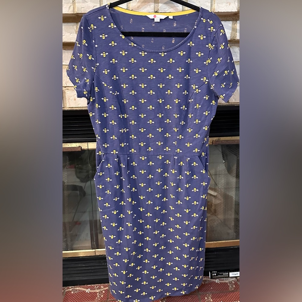 Boden Navy Dress with Yellow Bees